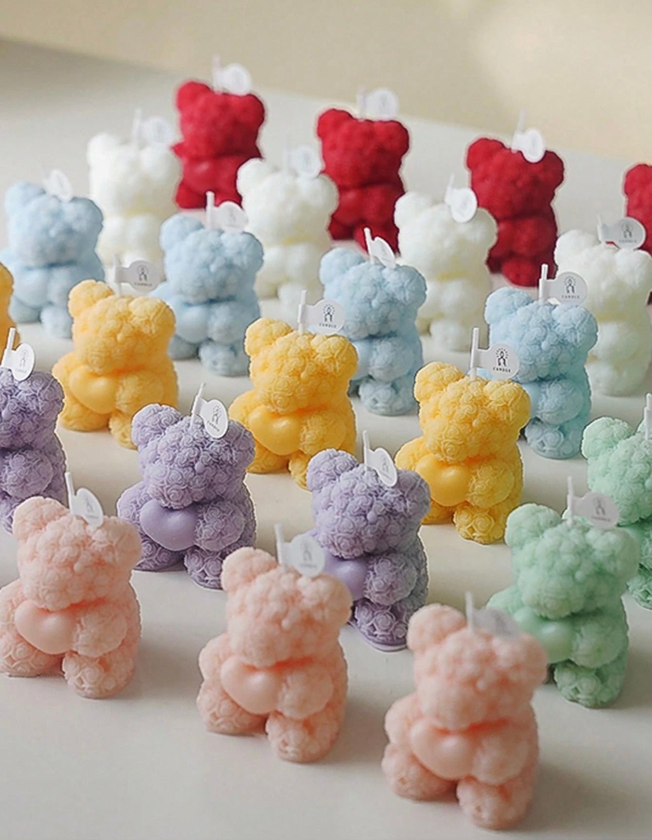 Mini rose bear candle