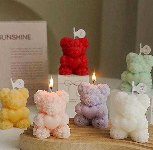Mini rose bear candle
