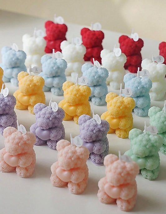 Mini rose bear candle